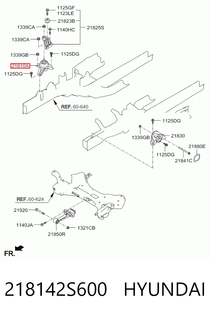 218142S600 Hyundai/Kia Coxim (suporte) direito de motor