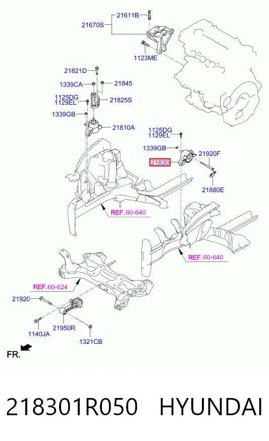 218301R050 Hyundai/Kia Coxim (suporte) traseiro de motor