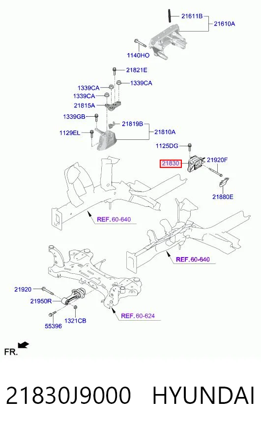 Coxim de transmissão (suporte da caixa de mudança) para Hyundai KONA  OS