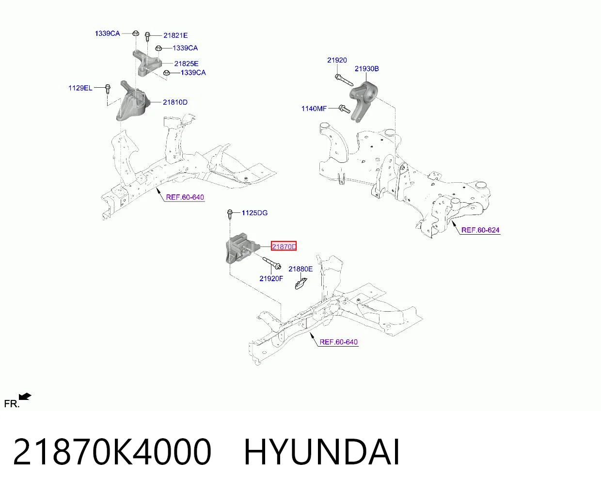 21870K4000 Hyundai/Kia Coxim (suporte) esquerdo de motor