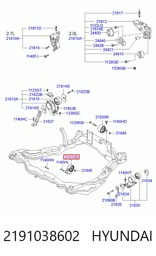Coxim (suporte) dianteiro de motor Hyundai Sonata IV EU4