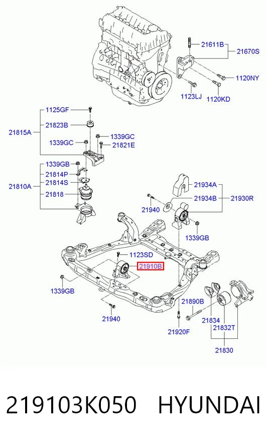 Coxim (suporte) dianteiro de motor para Hyundai Sonata V NF