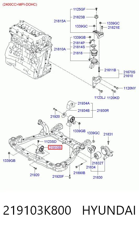 219103K800 Hyundai/Kia Coxim (suporte) dianteiro de motor