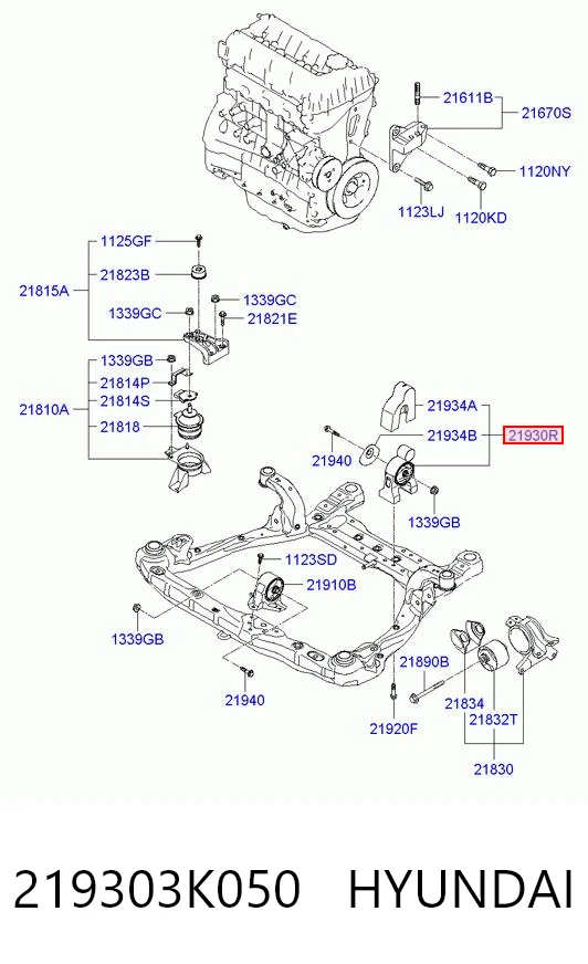 219303K050 Hyundai/Kia Coxim (suporte) traseiro de motor