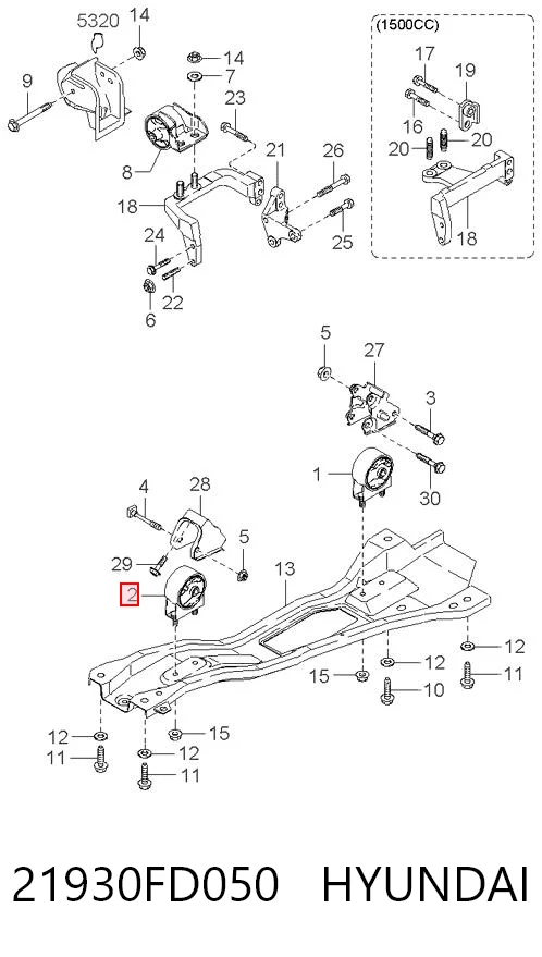Coxim (suporte) dianteiro de motor para KIA Rio I DC