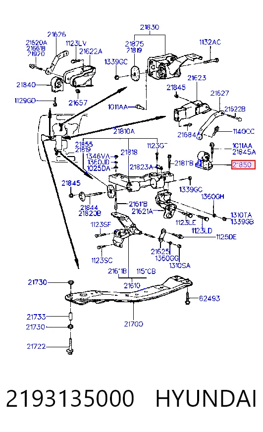 Coxim (suporte) traseiro de motor para Hyundai Sonata III 
