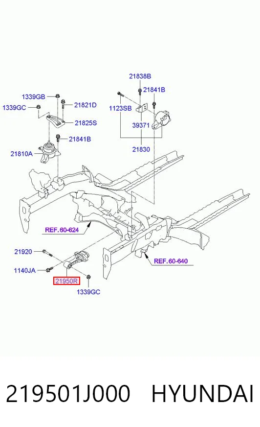 219501J000 Hyundai/Kia Coxim (suporte) inferior de motor
