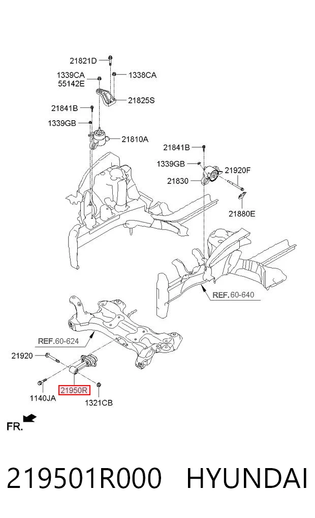 219501R000 Hyundai/Kia Coxim (suporte) inferior de motor