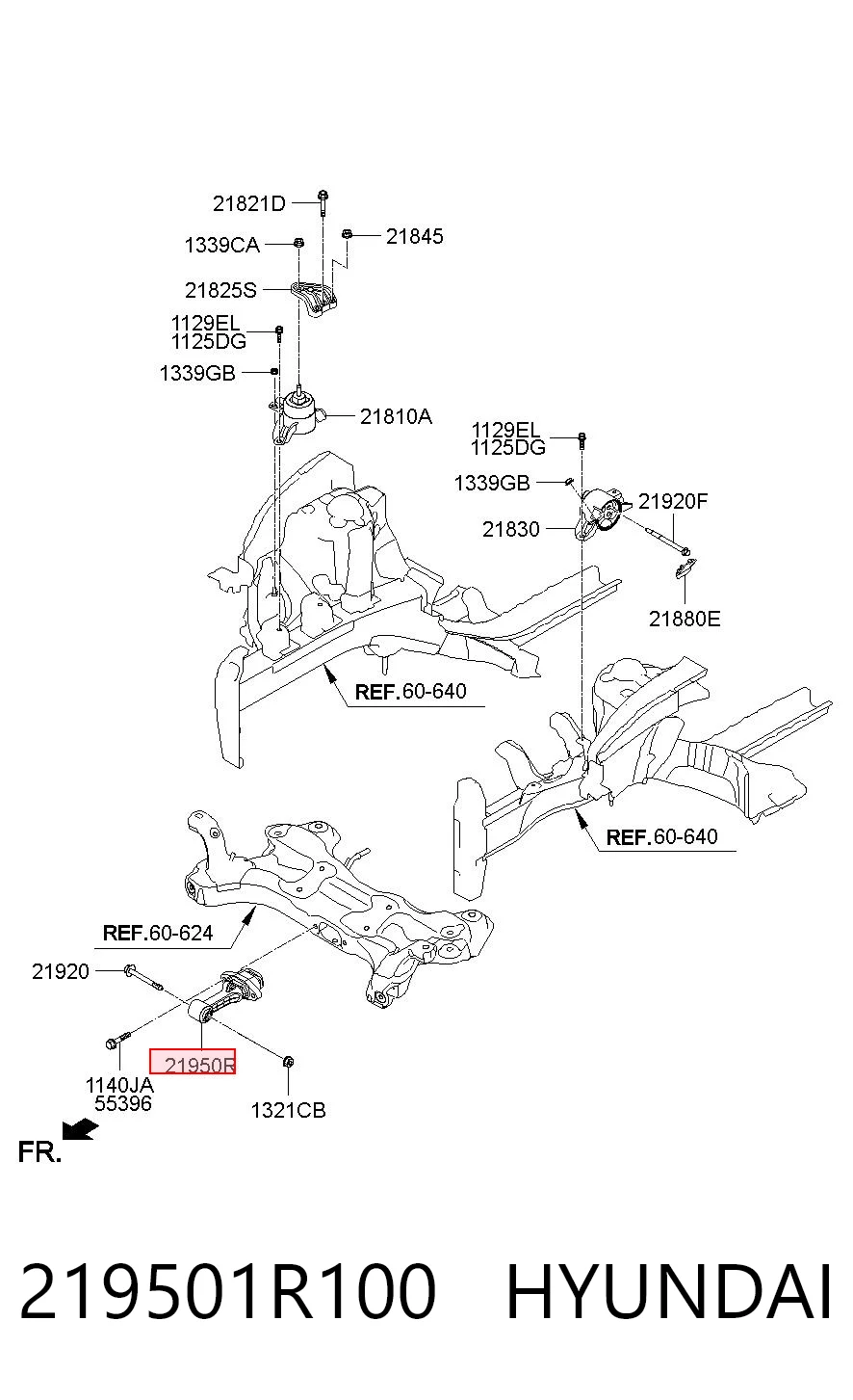 219501R100 Hyundai/Kia Coxim (suporte) traseiro de motor