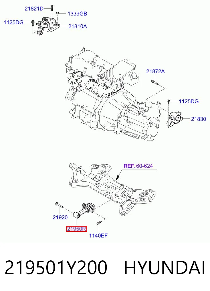 219501Y200 Hyundai/Kia Coxim (suporte) inferior de motor