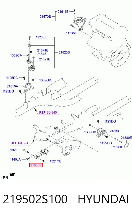 219502S100 Hyundai/Kia Coxim (suporte) dianteiro de motor