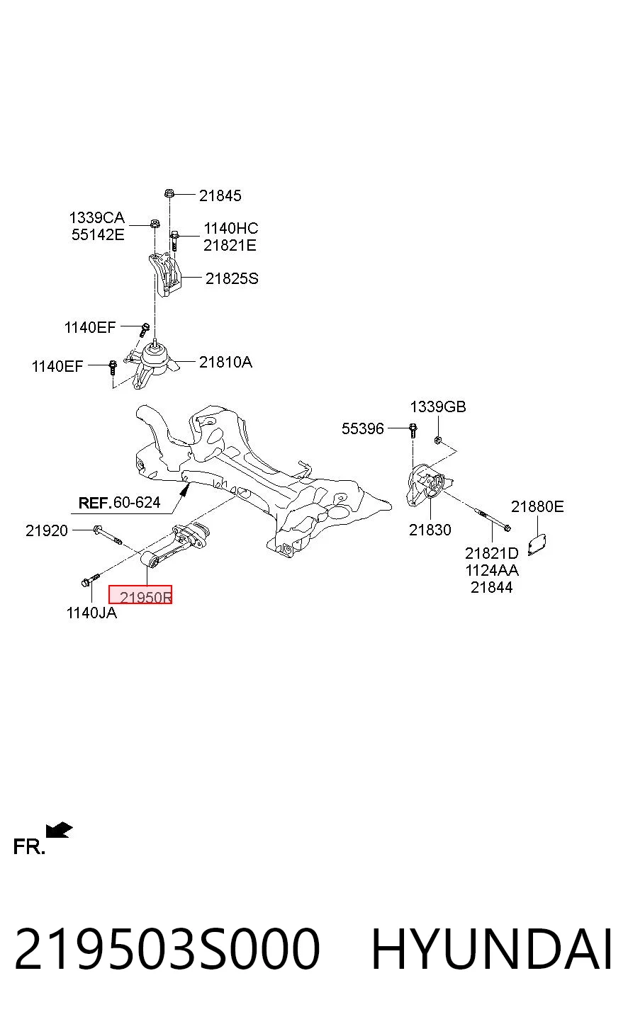 Coxim (suporte) dianteiro de motor para Hyundai Sonata VI YF