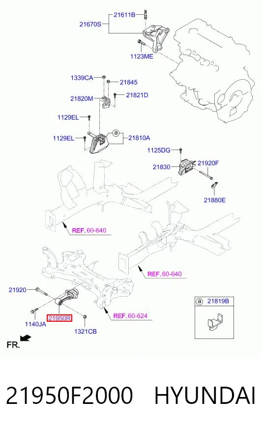 21950F2000 Hyundai/Kia Coxim (suporte) dianteiro de motor