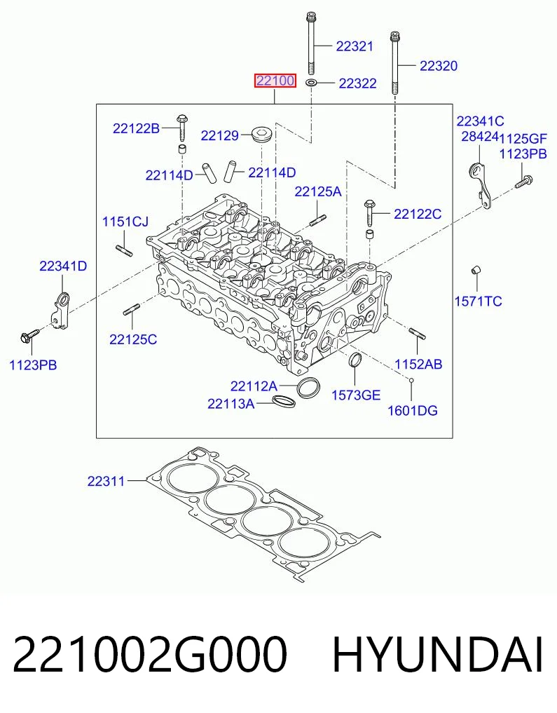 221002G000 Hyundai/Kia Cabeça de motor (CBC)