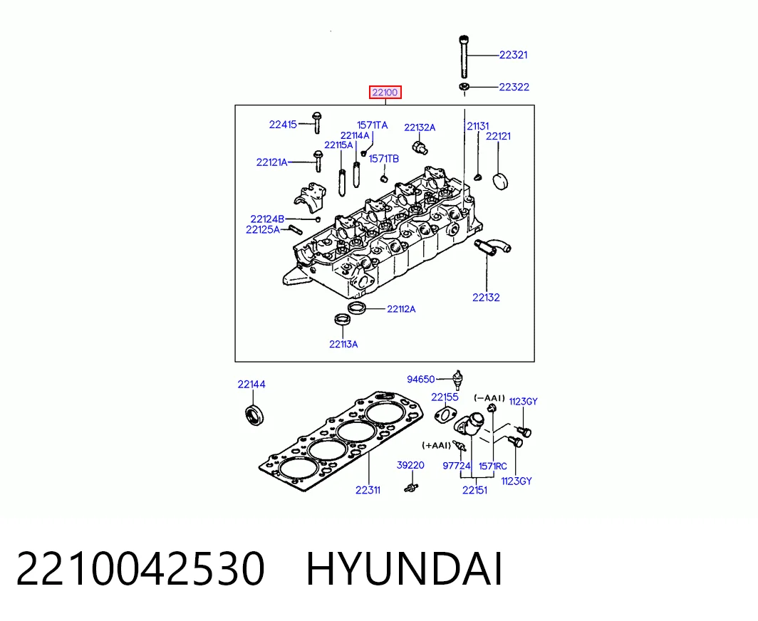 2210042530 Hyundai/Kia Cabeça de motor (CBC)
