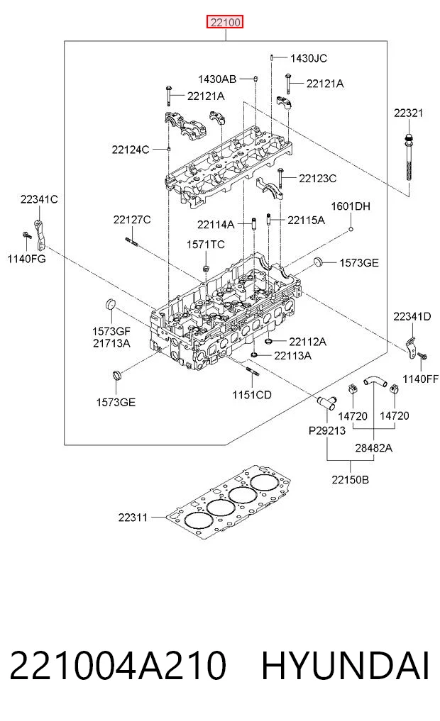 221004A210 Hyundai/Kia Cabeça de motor (CBC)