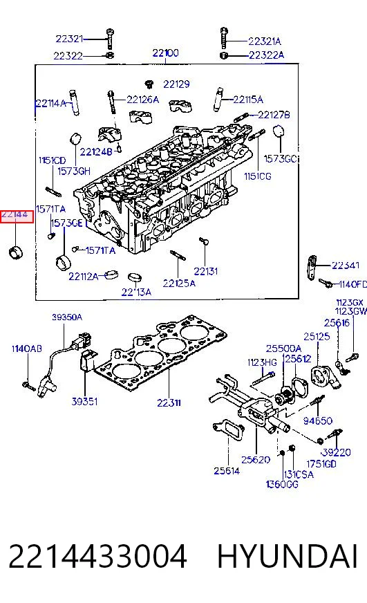 2214433004 Hyundai/Kia Vedação da árvore distribuidora de motor