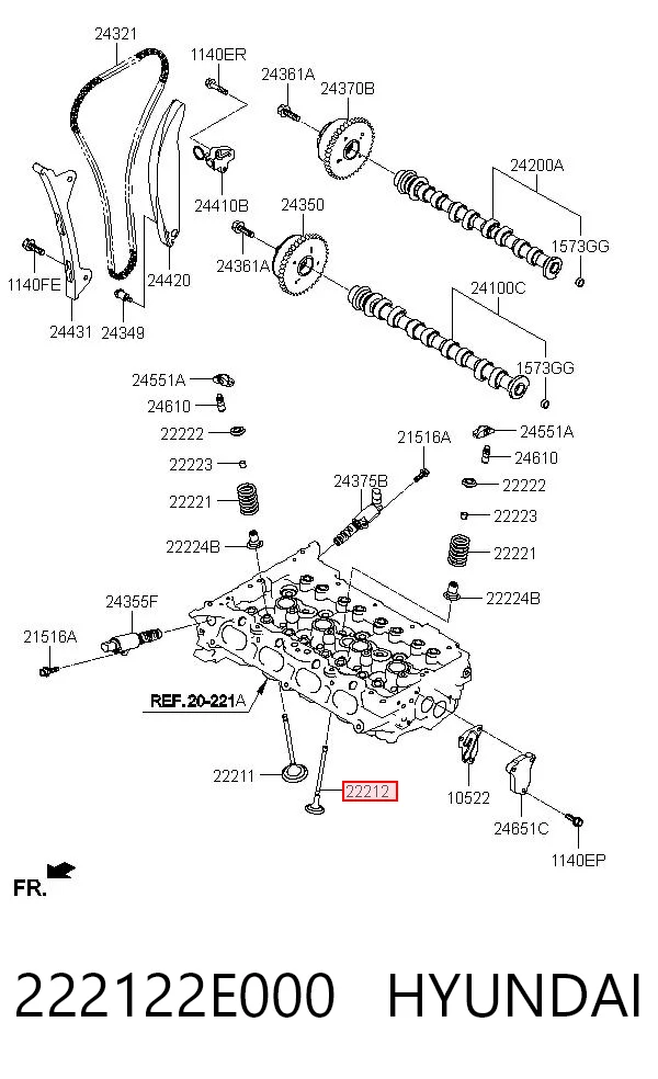 222122E000 Hyundai/Kia Válvula de escape
