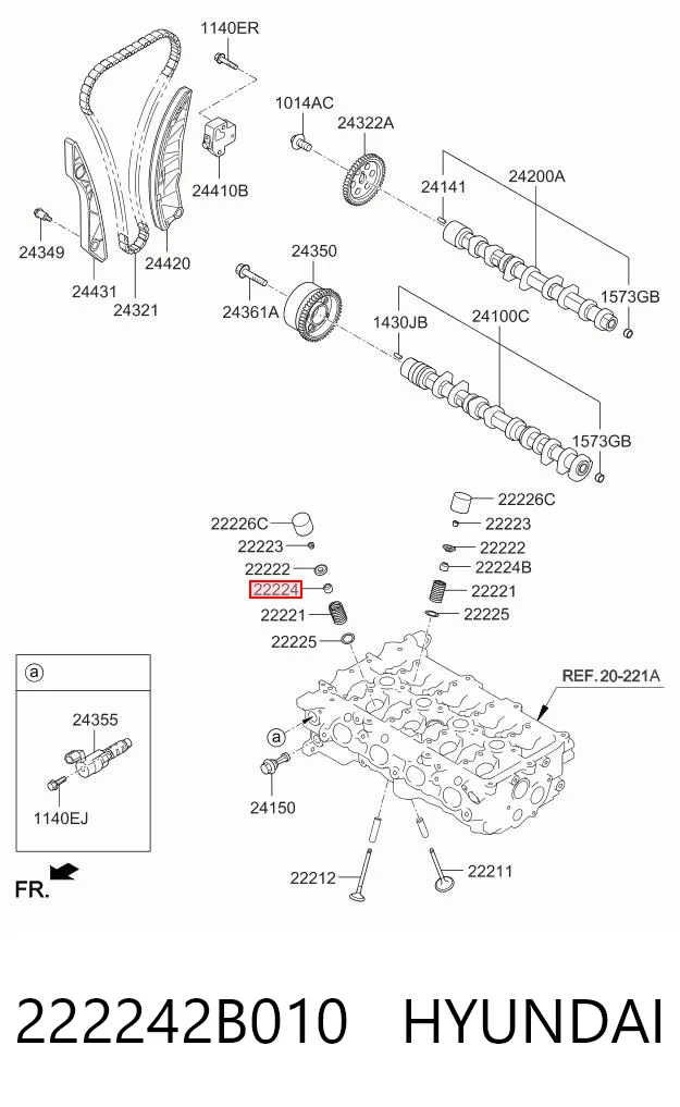 222242B010 Hyundai/Kia Vedação de válvula (de óleo) de admissão