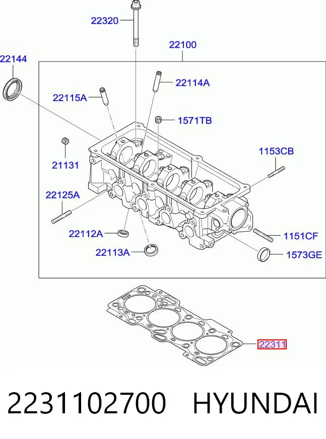 2231102700 Hyundai/Kia Vedante de cabeça de motor (CBC)