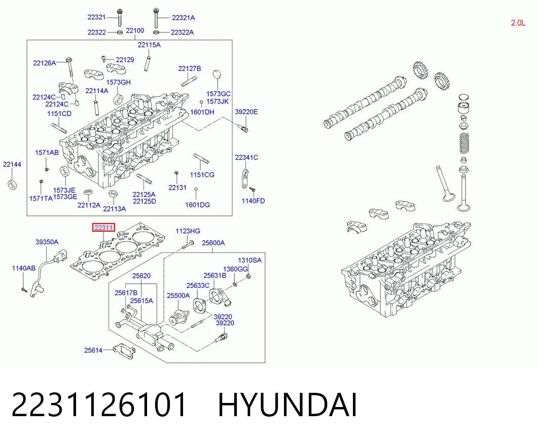 2231126101 Hyundai/Kia Vedante de cabeça de motor (CBC)