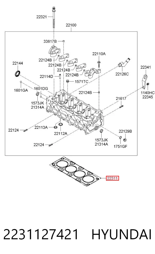 Vedante de cabeça de motor (CBC) para Hyundai Sonata V NF