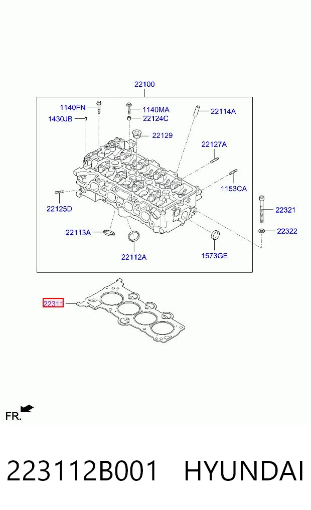 223112B001 Hyundai/Kia Vedante de cabeça de motor (CBC)
