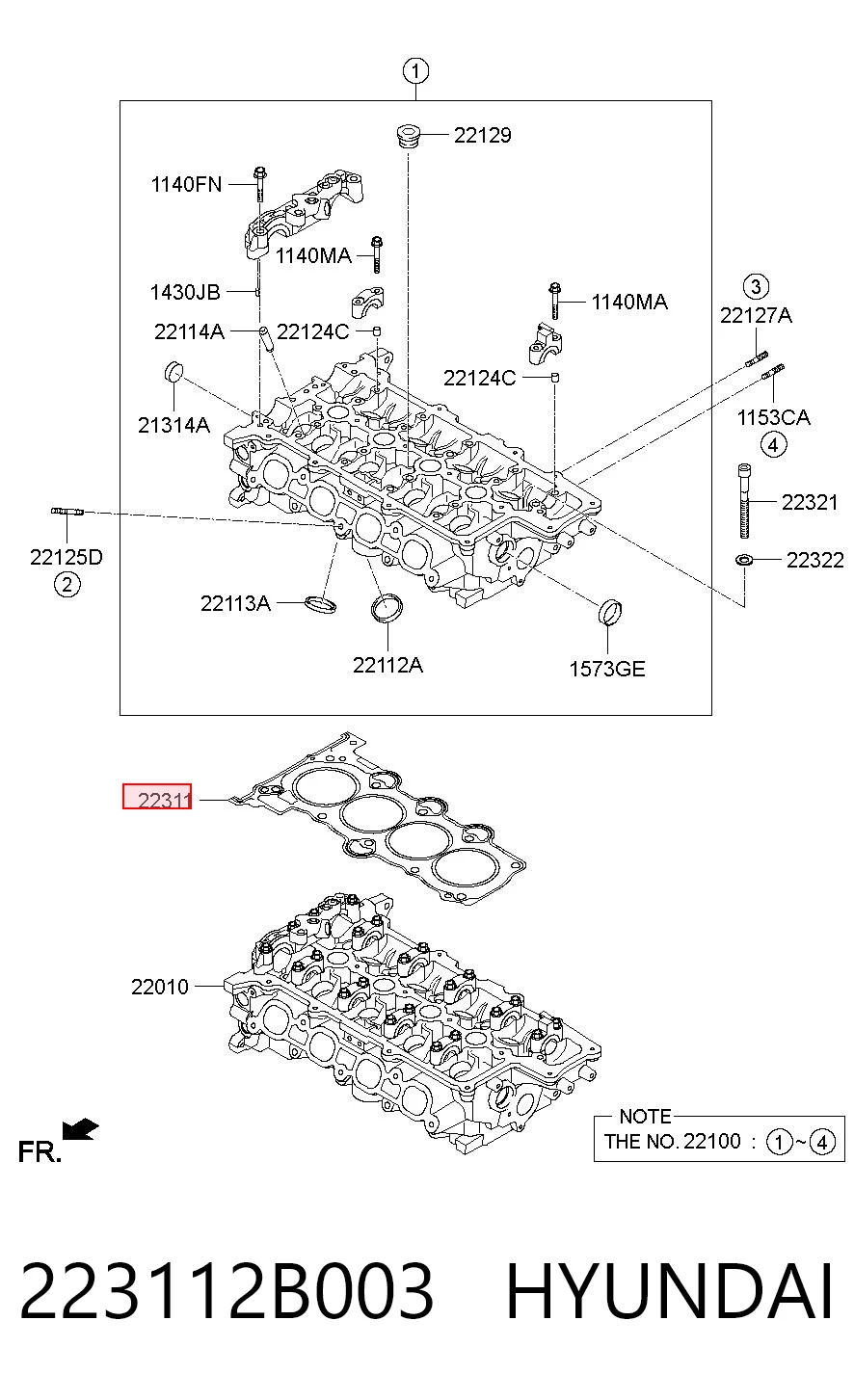 223112B003 Hyundai/Kia Vedante de cabeça de motor (CBC)