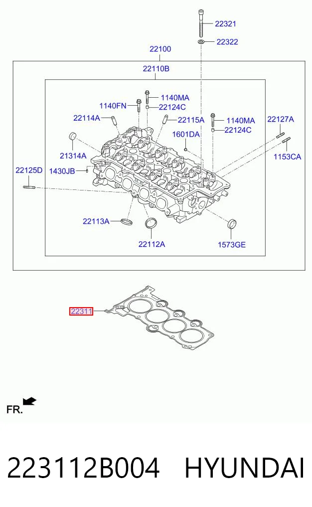 223112B004 Hyundai/Kia Vedante de cabeça de motor (CBC)