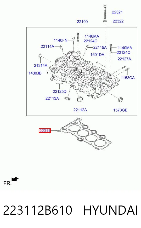 223112B610 Hyundai/Kia Vedante de cabeça de motor (CBC)