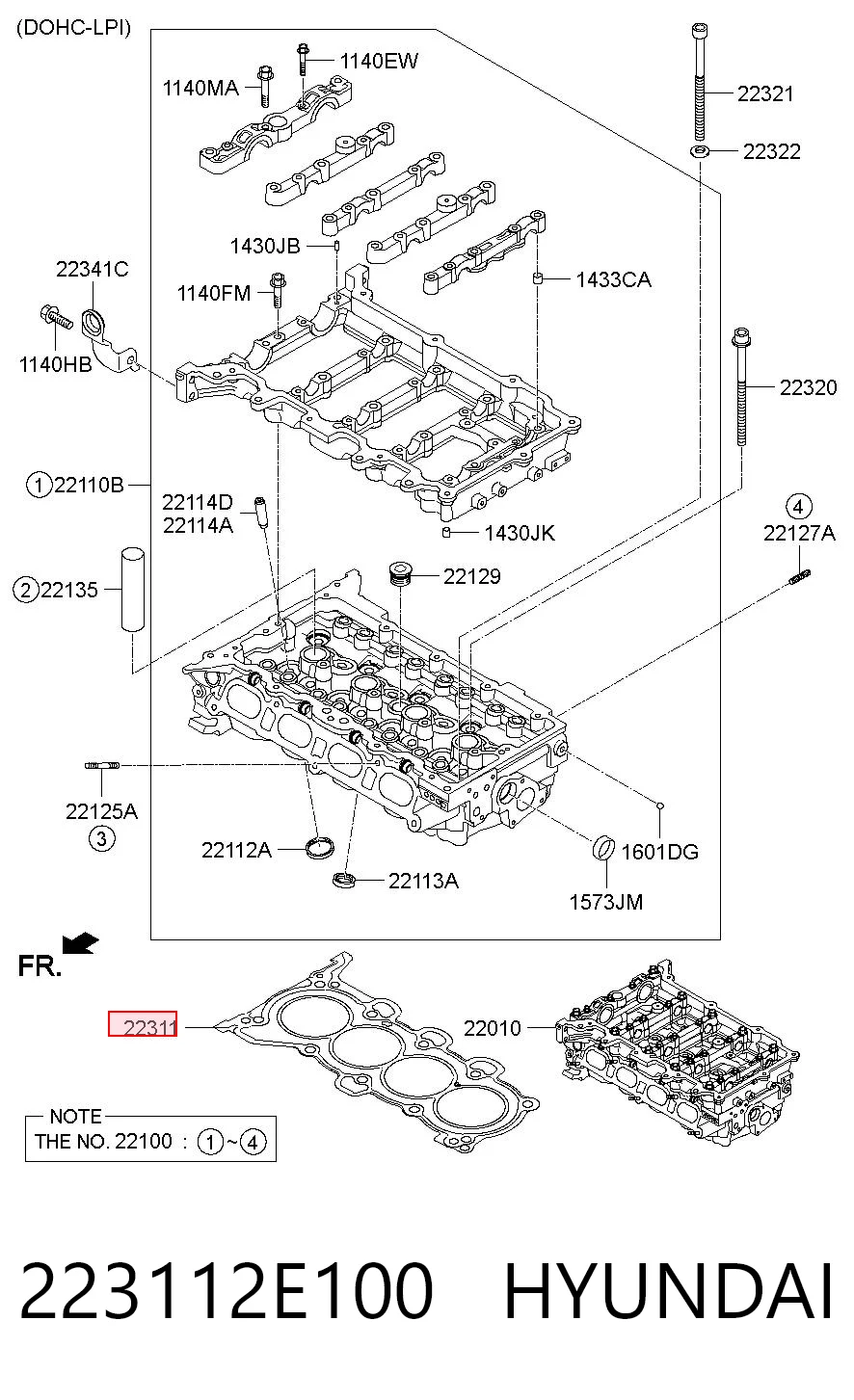 223112E100 Hyundai/Kia Vedante de cabeça de motor (CBC)