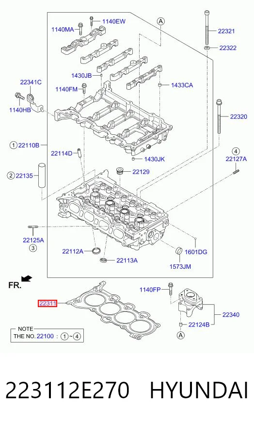 223112E270 Hyundai/Kia Vedante de cabeça de motor (CBC)