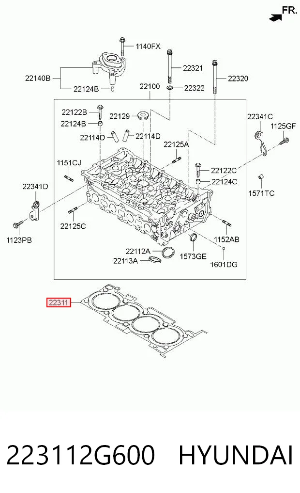 223112G600 Hyundai/Kia Vedante de cabeça de motor (CBC)