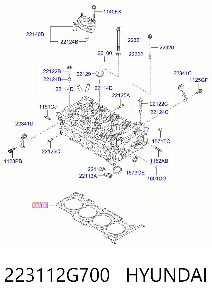 223112G700 Hyundai/Kia Vedante de cabeça de motor (CBC)