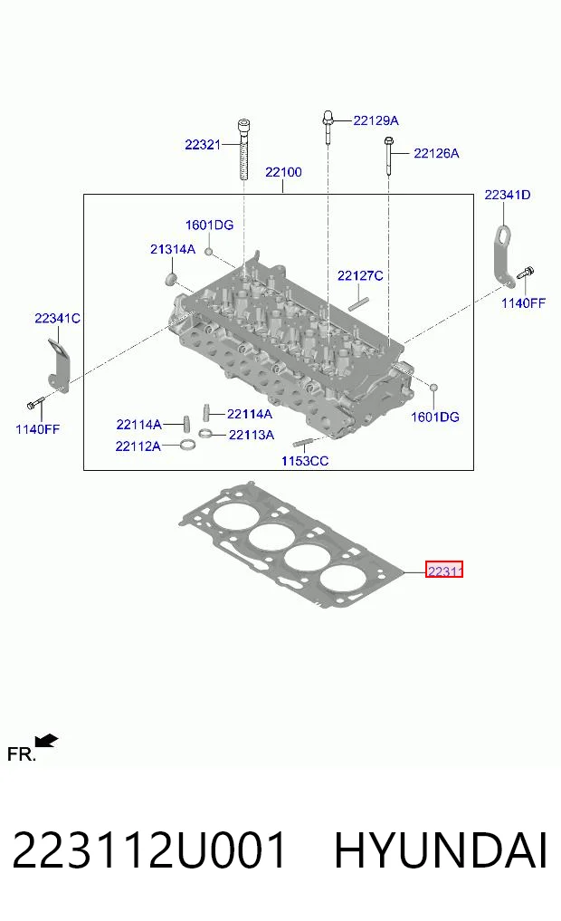 223112U001 Hyundai/Kia Vedante de cabeça de motor (CBC)