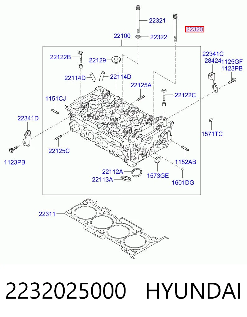 2232025000 Hyundai/Kia Parafuso de cabeça de motor (CBC)