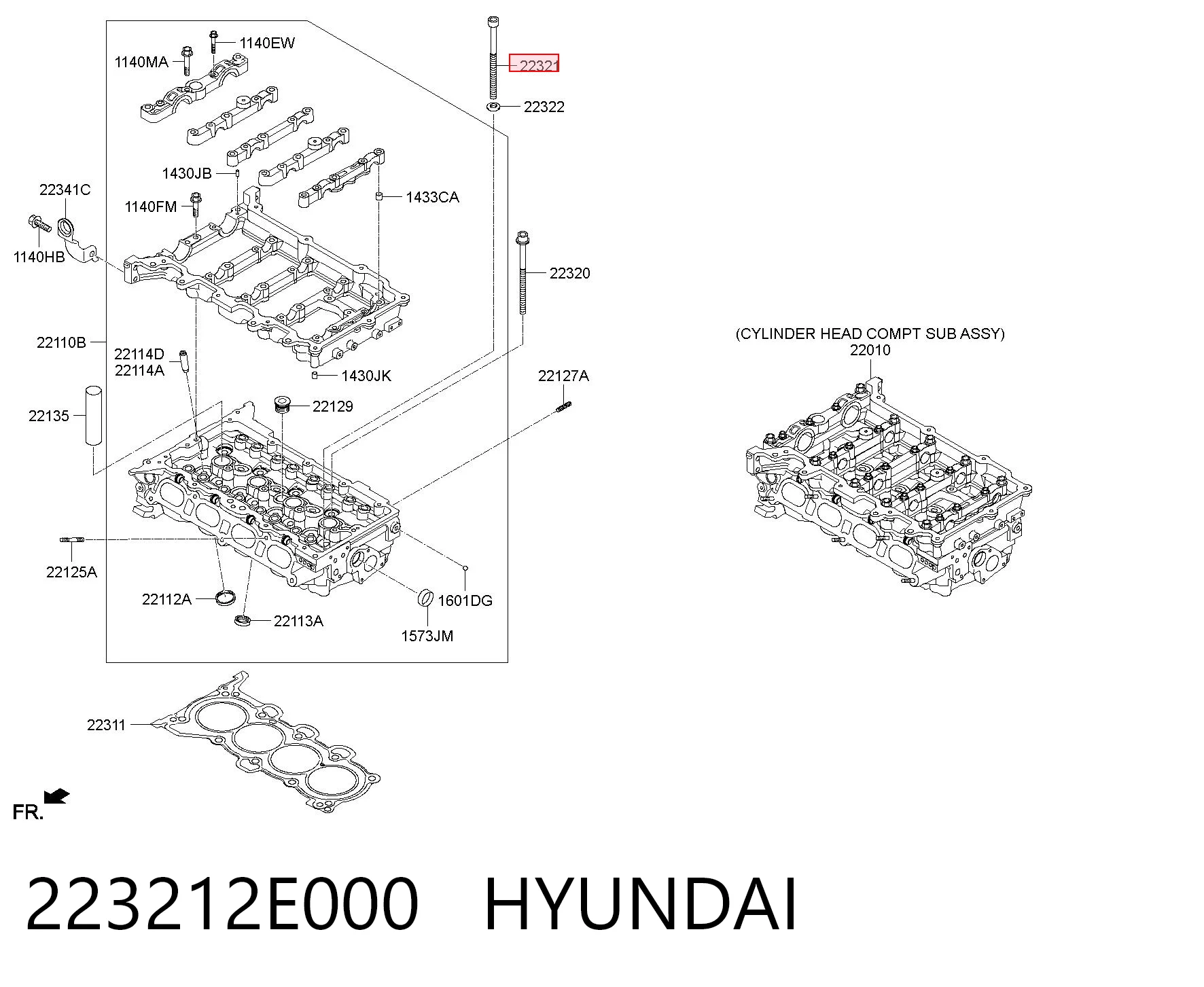 223212E000 Hyundai/Kia Parafuso de cabeça de motor (CBC)