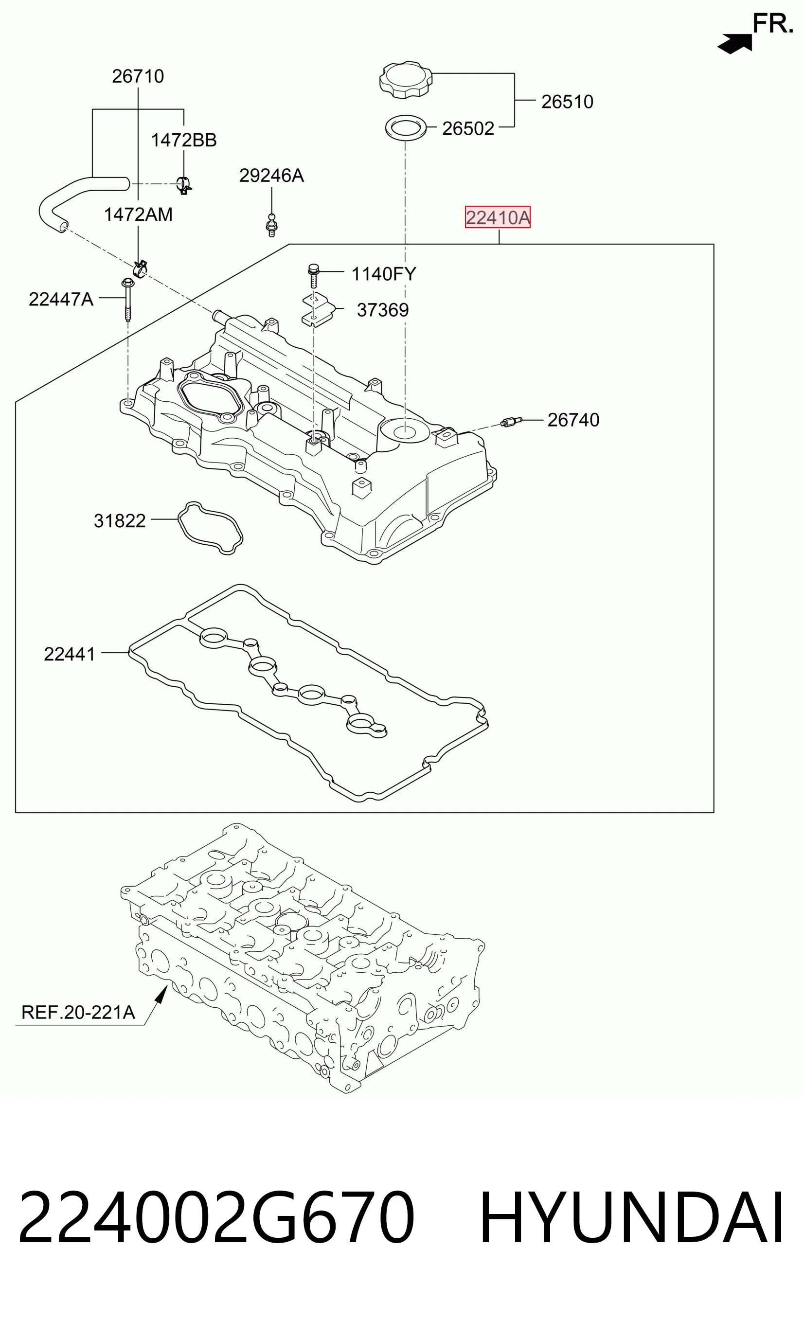 Tampa de válvulas para KIA Sportage I K00