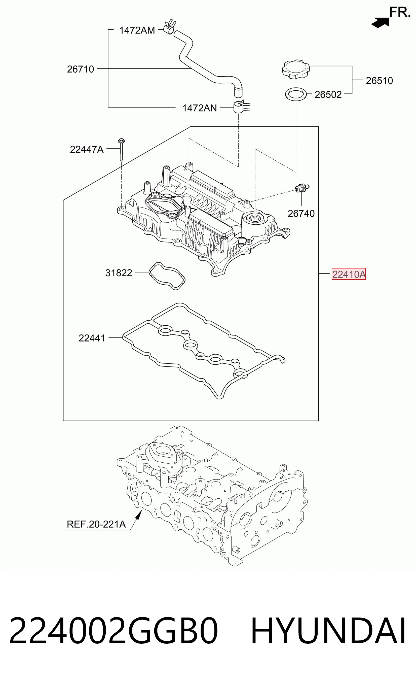 Tampa de válvulas para KIA Sorento III UM