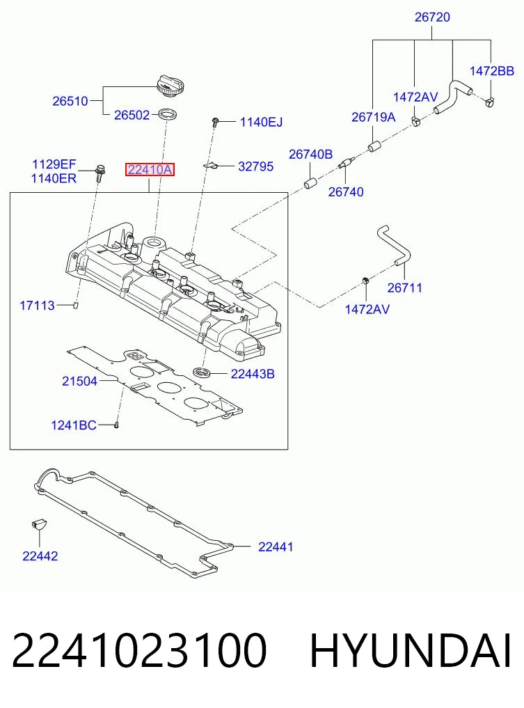 2241023100 Hyundai/Kia Tampa de válvulas