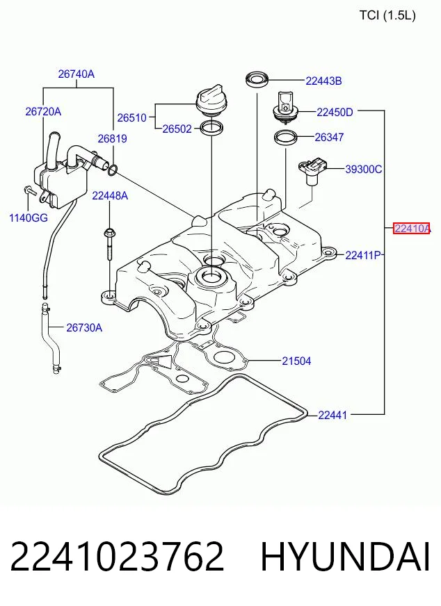 2241023762 Hyundai/Kia Tampa de válvulas