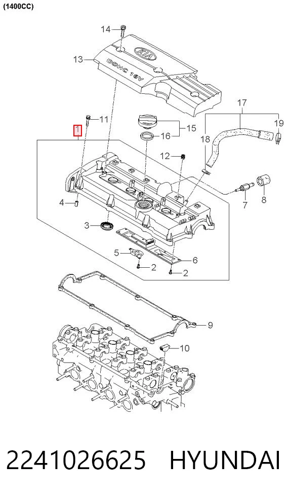 2241026625 Hyundai/Kia Tampa de válvulas
