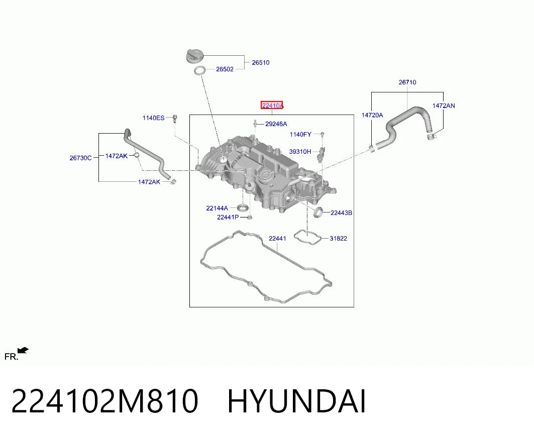224102M810 Hyundai/Kia Tampa de válvulas
