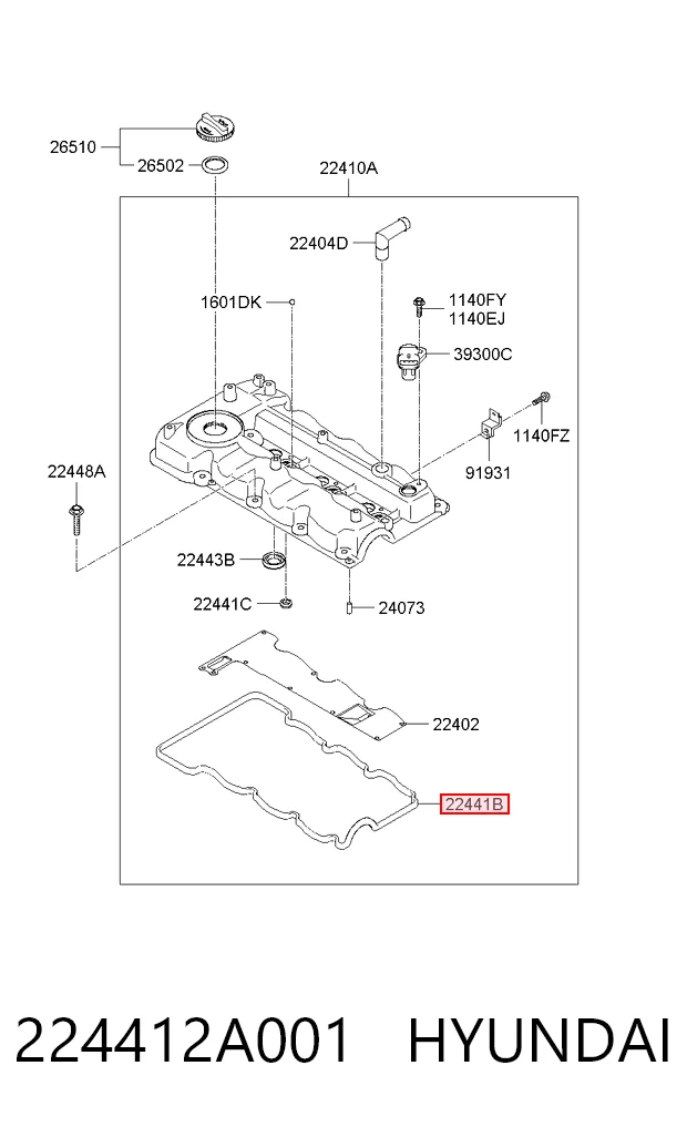Vedante de tampa de válvulas de motor Hyundai I20  GB ao melhor preço