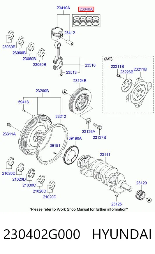 230402G000 Hyundai/Kia Kit de anéis de pistão de motor, STD.