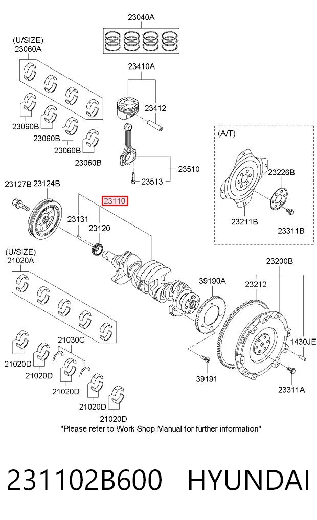 231102B600 Hyundai/Kia Cambota de motor