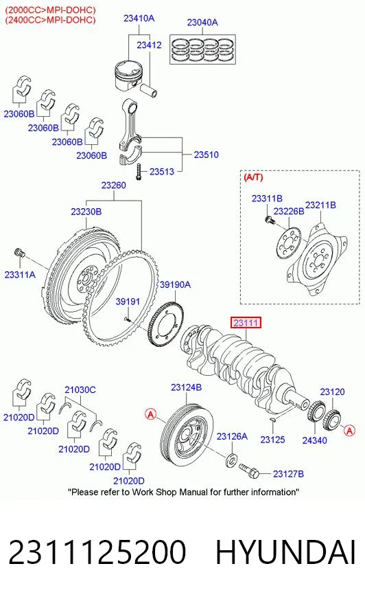2311125200 Hyundai/Kia Cambota de motor