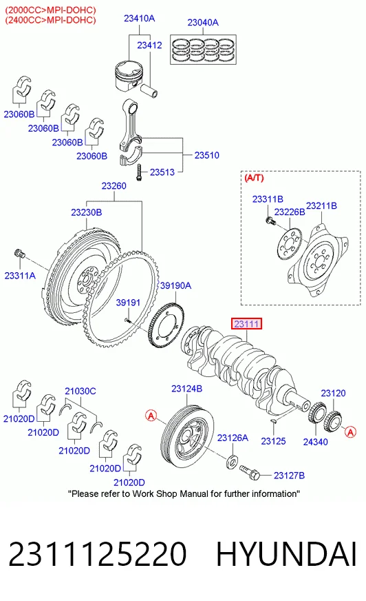 2311125220 Hyundai/Kia Cambota de motor
