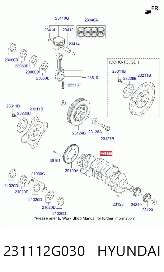 231112G030 Hyundai/Kia Cambota de motor