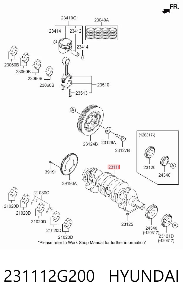 231112G200 Hyundai/Kia Cambota de motor